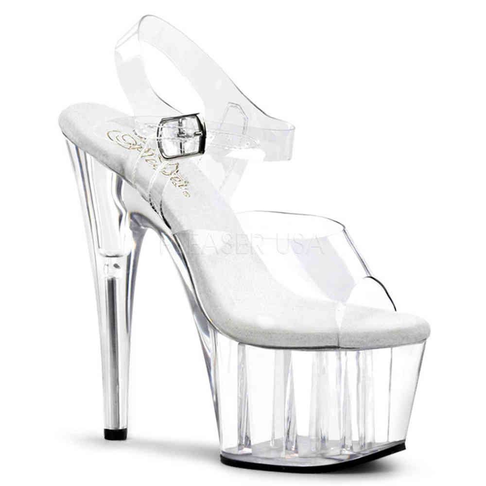 Pleaser - ADORE708 Sandale à bride à la cheville, Pole dance chaussures - Chaussures de pole dance - Transparent Product image